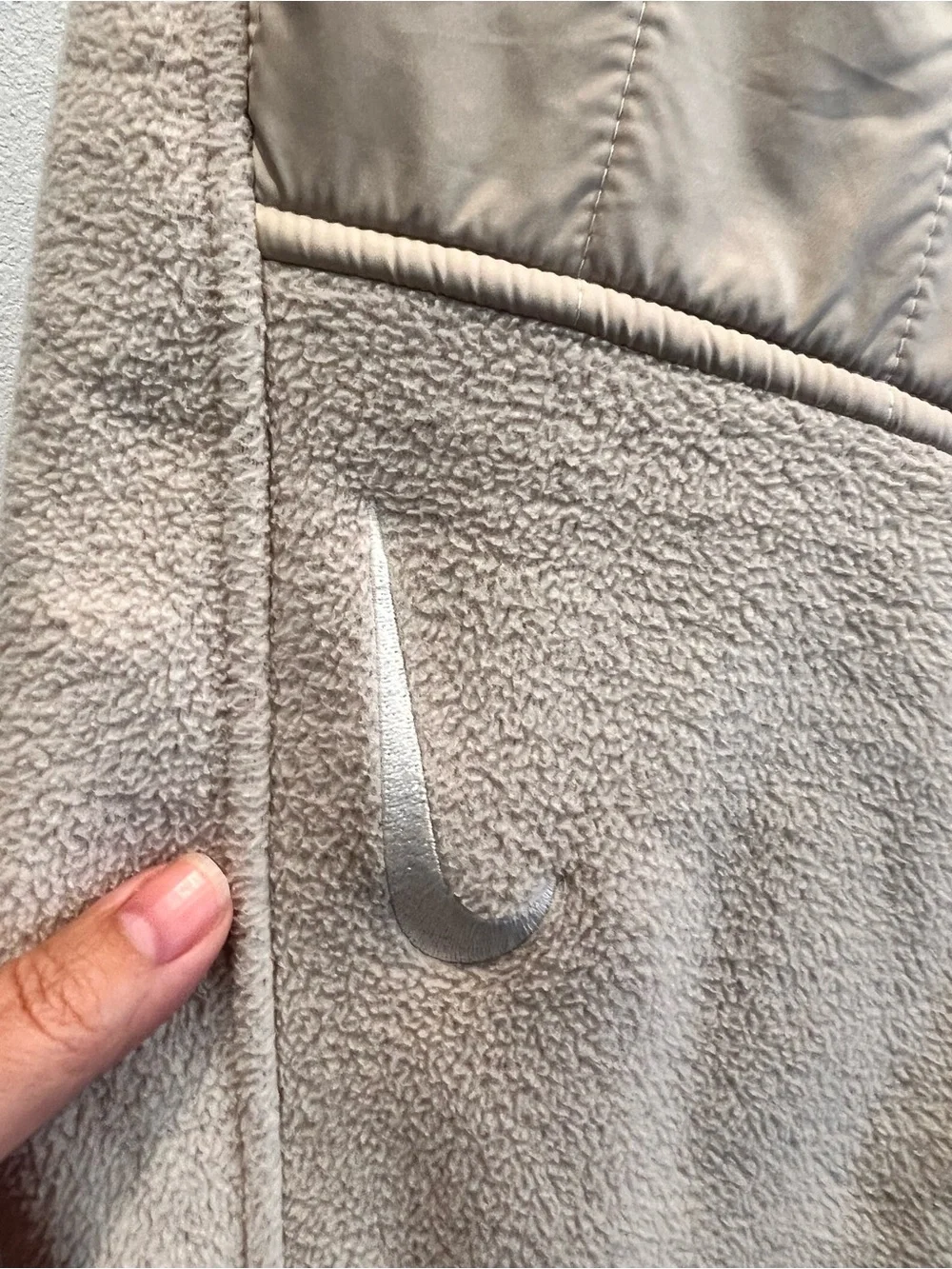Nike Swoosh Curve Plush Fleece Quilted High Rise Pants Beige Cream Size XS